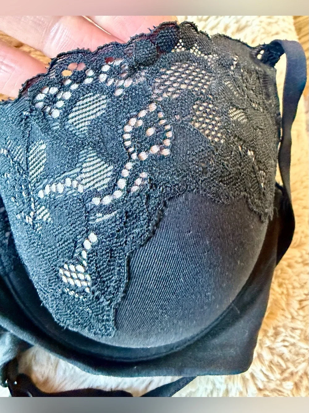 Maidenform Comfort Devotion Your Lift Bra 36B Black Lace Underwire DM1195